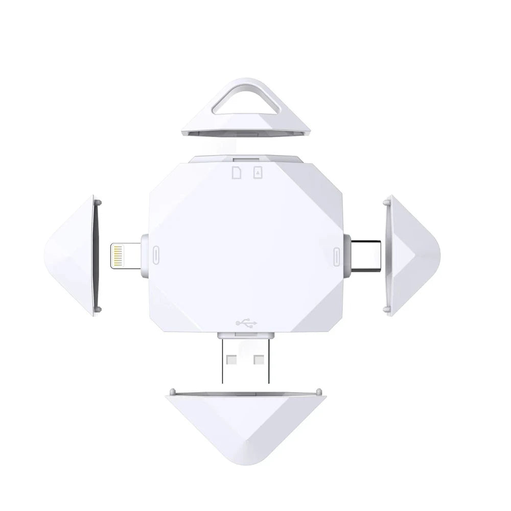 4-in-1 External OTG Card Reader for SD MicroSD TF/MicroSD Cards USB 3.0 Type-C Interface Mobile Phone Compatible