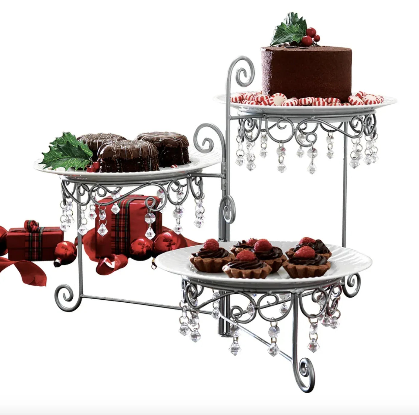 Old Country Roses 3-Tier Stainless Steel Brass Cake Stand Customizable Golden Vintage Luxury Wedding Hotel Use Rust Proof