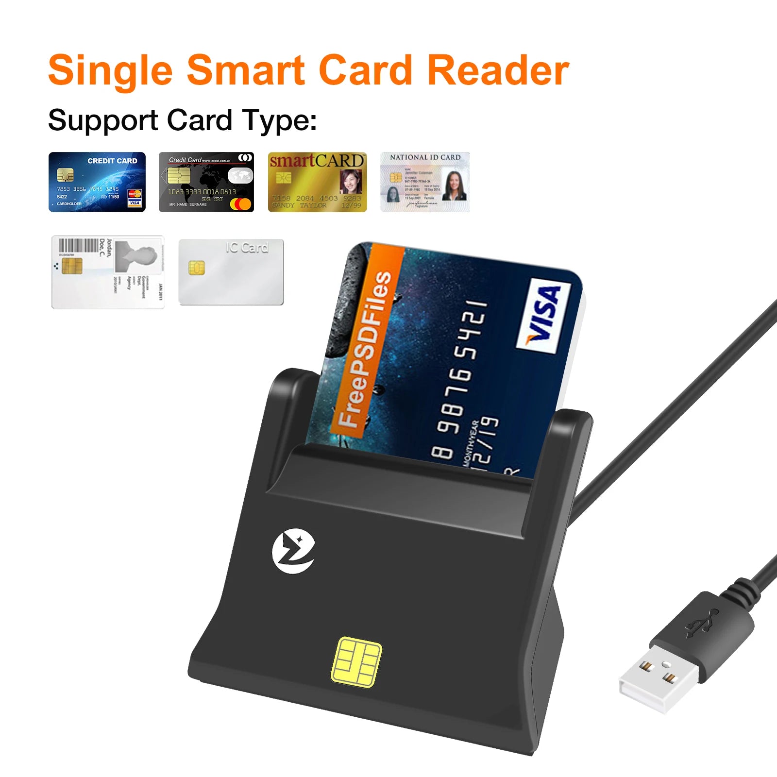 ZOWEETEK USB Card Reader Writer Support EMV CAC ID IC SIM SIS Smart Card Chip Reader Writer Portable ATM Credit Card Readers