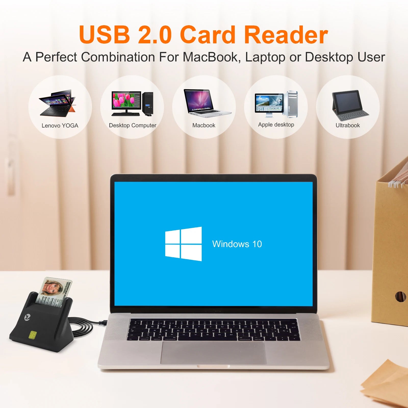 ZOWEETEK USB Card Reader Writer Support EMV CAC ID IC SIM SIS Smart Card Chip Reader Writer Portable ATM Credit Card Readers