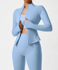 Women's Sportswear Clothing Workout Leggings Gym Fitness Zipper up Jacket+leggingsTwo Piece Yoga Sets for Women Custom logo