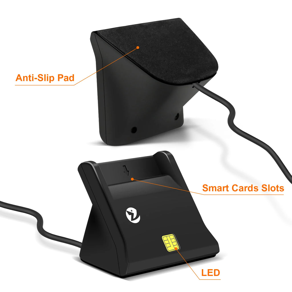 ZOWEETEK USB Card Reader Writer Support EMV CAC ID IC SIM SIS Smart Card Chip Reader Writer Portable ATM Credit Card Readers