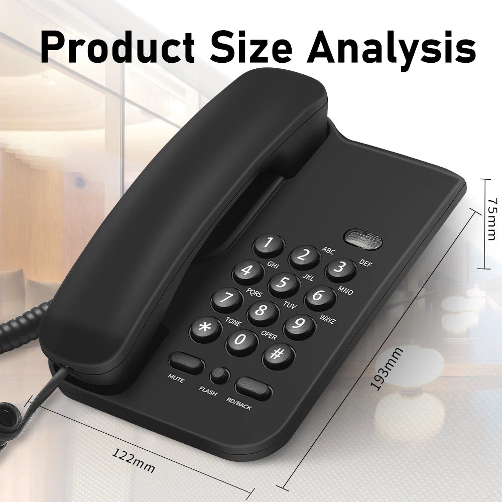 Corded Telephone, Basic Landline Phone for Seniors, Analog Home Phone with Mute, Hold, Redial, Wired Small Desk/Wall Telephone
