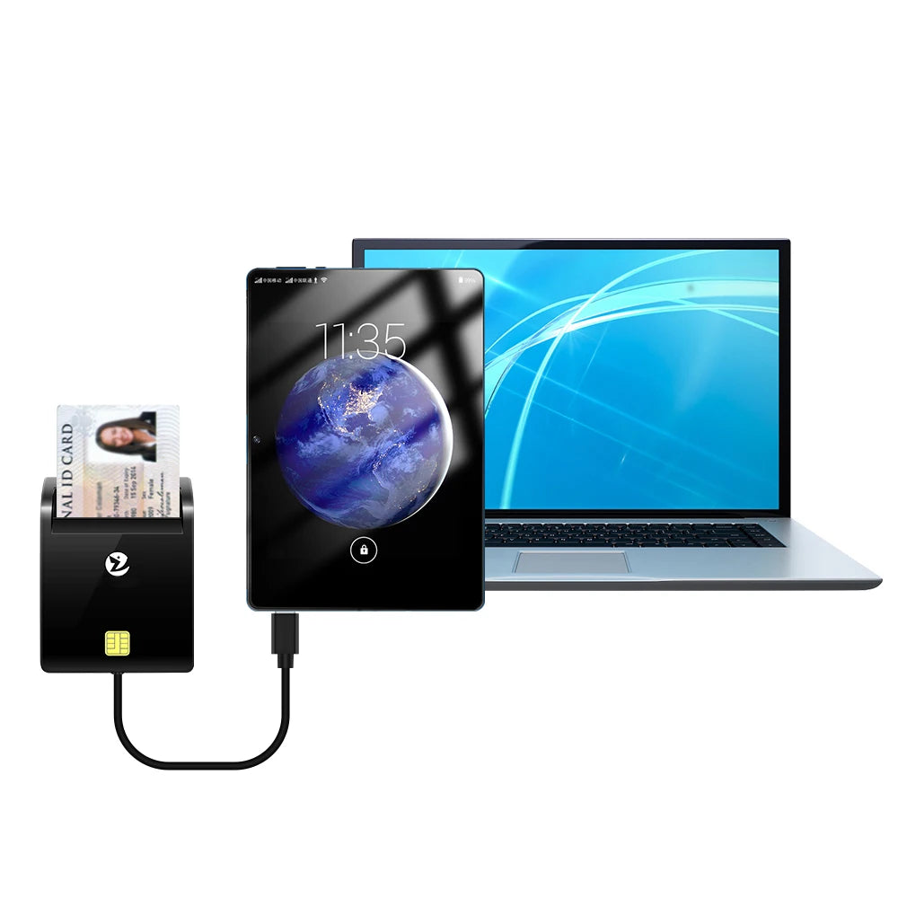 ZOWEETEK OTG Mobile ATM Bank Credit Card Reader Payment ISO 7816 EMV CAC ID IC Chip Card Reader Writer Type C Smart Card Readers