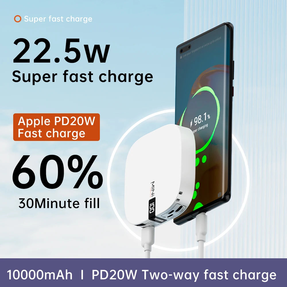 OEM/ODM Hot Sale New Style PD22.5W Gift Customization USB C 20W Super Fast Charging Portable Powerbank Mini 10000mAh Power Bank