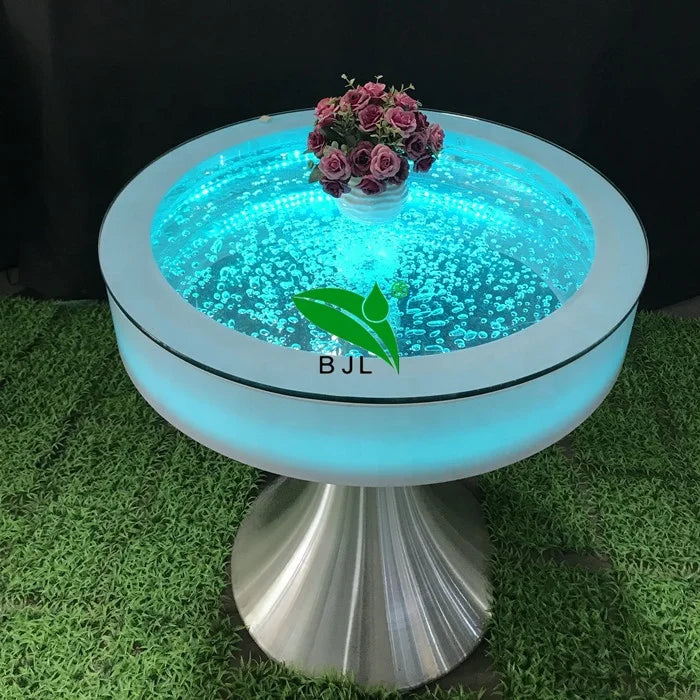 Modern Led Light Round Water Bubble Tabletop Dining Table Set