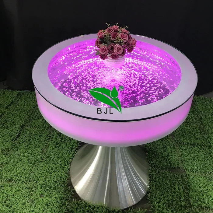 Modern Led Light Round Water Bubble Tabletop Dining Table Set