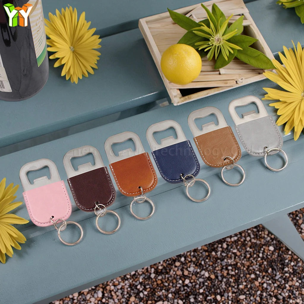 Mini Portable Ready Stock PU Leather Wine  Bottle Opener Beer Opener Cover  with Keychain  for Wine Drinker