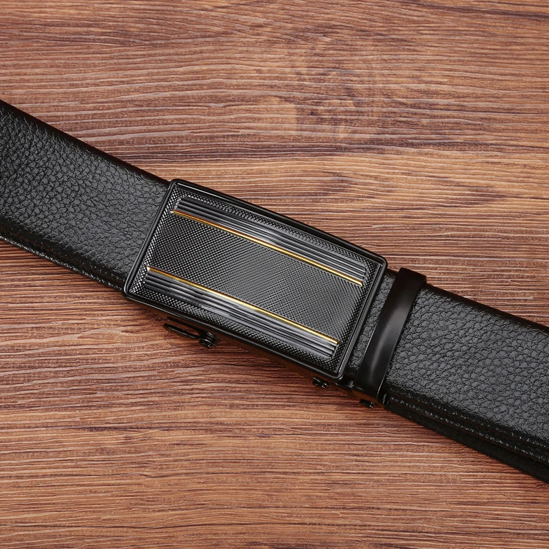 Factory Men's Business and Fashionable Leather Belt 3.6cm Width With Automatic Buckle Ratchet Iron for Men Wholesale