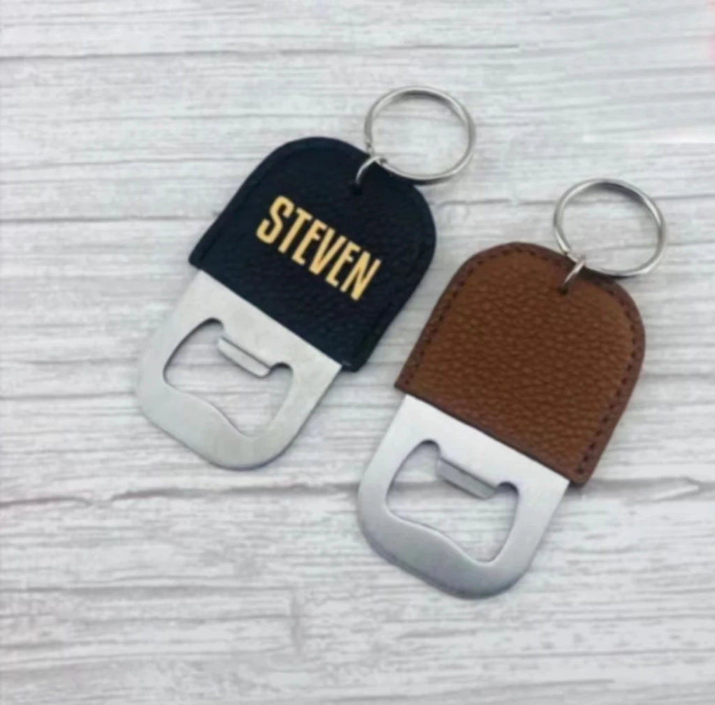 Mini Portable Ready Stock PU Leather Wine  Bottle Opener Beer Opener Cover  with Keychain  for Wine Drinker