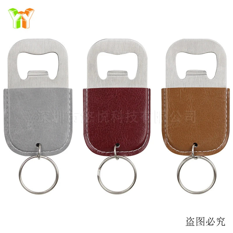 Mini Portable Ready Stock PU Leather Wine  Bottle Opener Beer Opener Cover  with Keychain  for Wine Drinker
