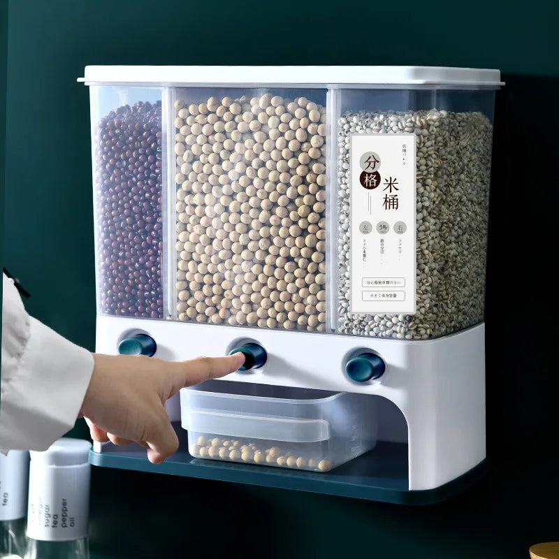 Grain and Coarse Grain Rice Barrel Japanese Automatic Metering Plastic Rice Storage Box Household Kitchen Wall-mounted Rice tank