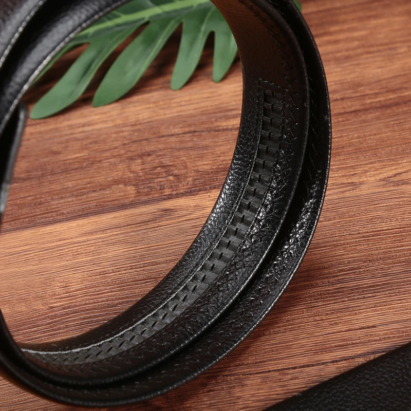 Factory Men's Business and Fashionable Leather Belt 3.6cm Width With Automatic Buckle Ratchet Iron for Men Wholesale