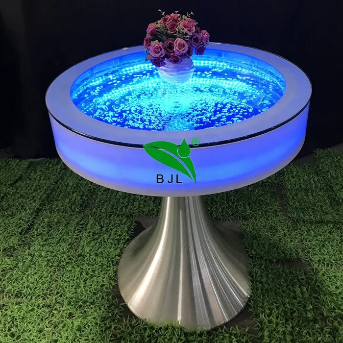 Modern Led Light Round Water Bubble Tabletop Dining Table Set