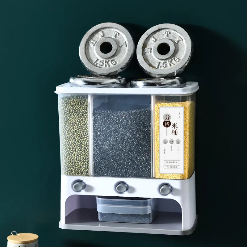 Grain and Coarse Grain Rice Barrel Japanese Automatic Metering Plastic Rice Storage Box Household Kitchen Wall-mounted Rice tank