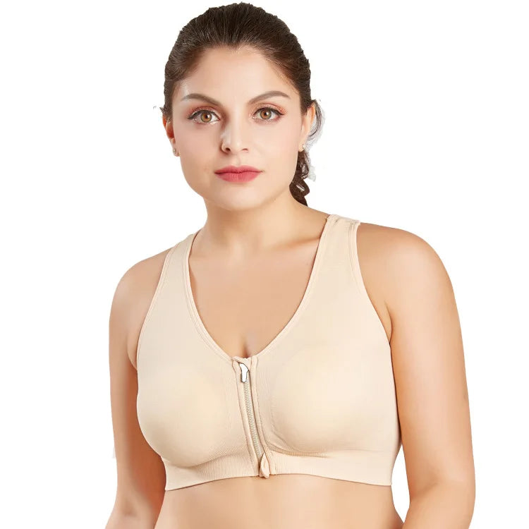 Front Zipper Comfortable Fitness Absorb Sweat Yoga Running Women Underwear Sport Bra