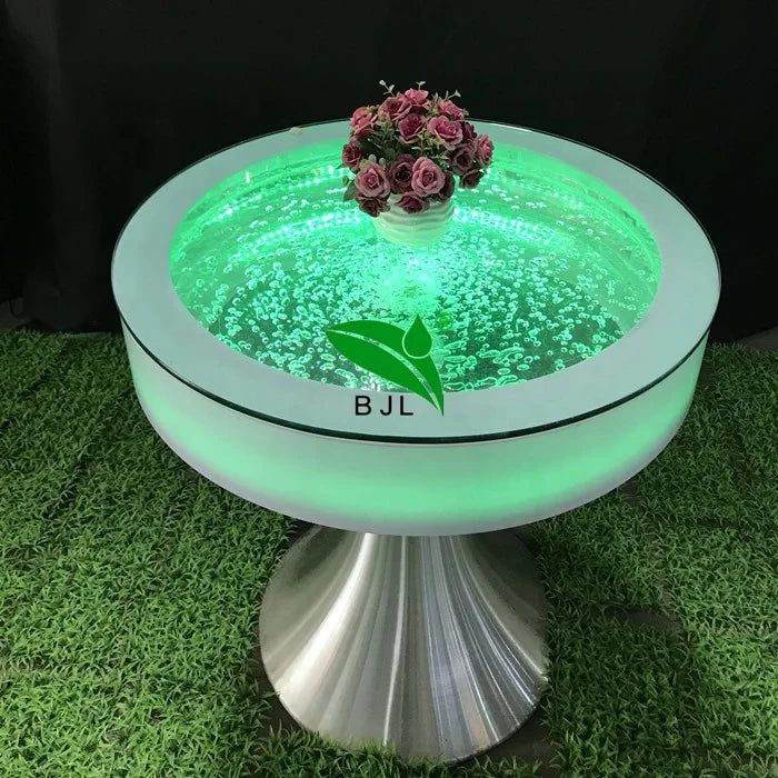 Modern Led Light Round Water Bubble Tabletop Dining Table Set