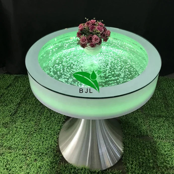 Modern Led Light Round Water Bubble Tabletop Dining Table Set