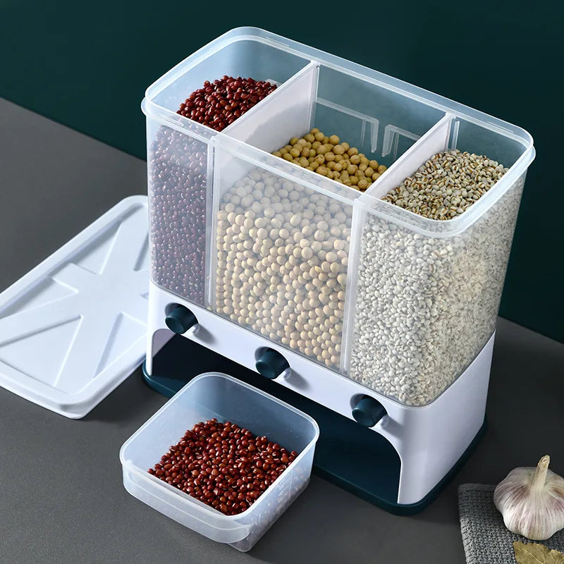 Grain and Coarse Grain Rice Barrel Japanese Automatic Metering Plastic Rice Storage Box Household Kitchen Wall-mounted Rice tank
