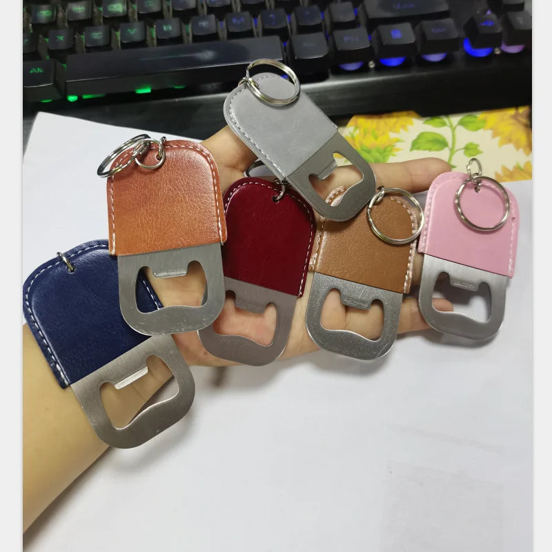 Mini Portable Ready Stock PU Leather Wine  Bottle Opener Beer Opener Cover  with Keychain  for Wine Drinker