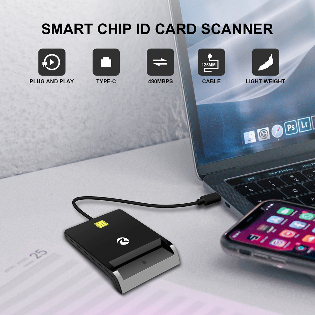 ZOWEETEK OTG Mobile ATM Bank Credit Card Reader Payment ISO 7816 EMV CAC ID IC Chip Card Reader Writer Type C Smart Card Readers