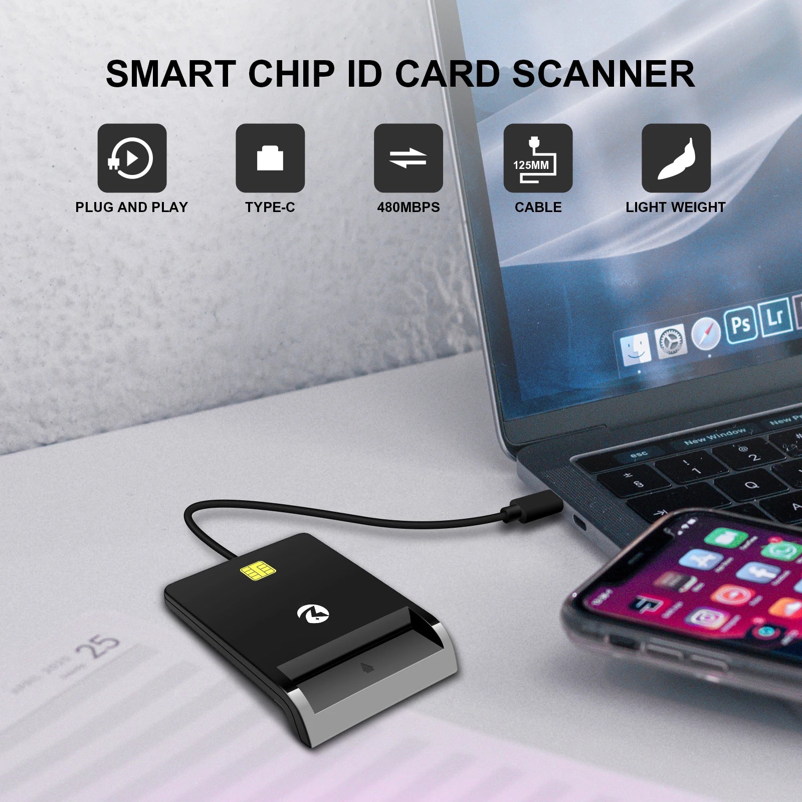 ZOWEETEK OTG Mobile ATM Bank Credit Card Reader Payment ISO 7816 EMV CAC ID IC Chip Card Reader Writer Type C Smart Card Readers