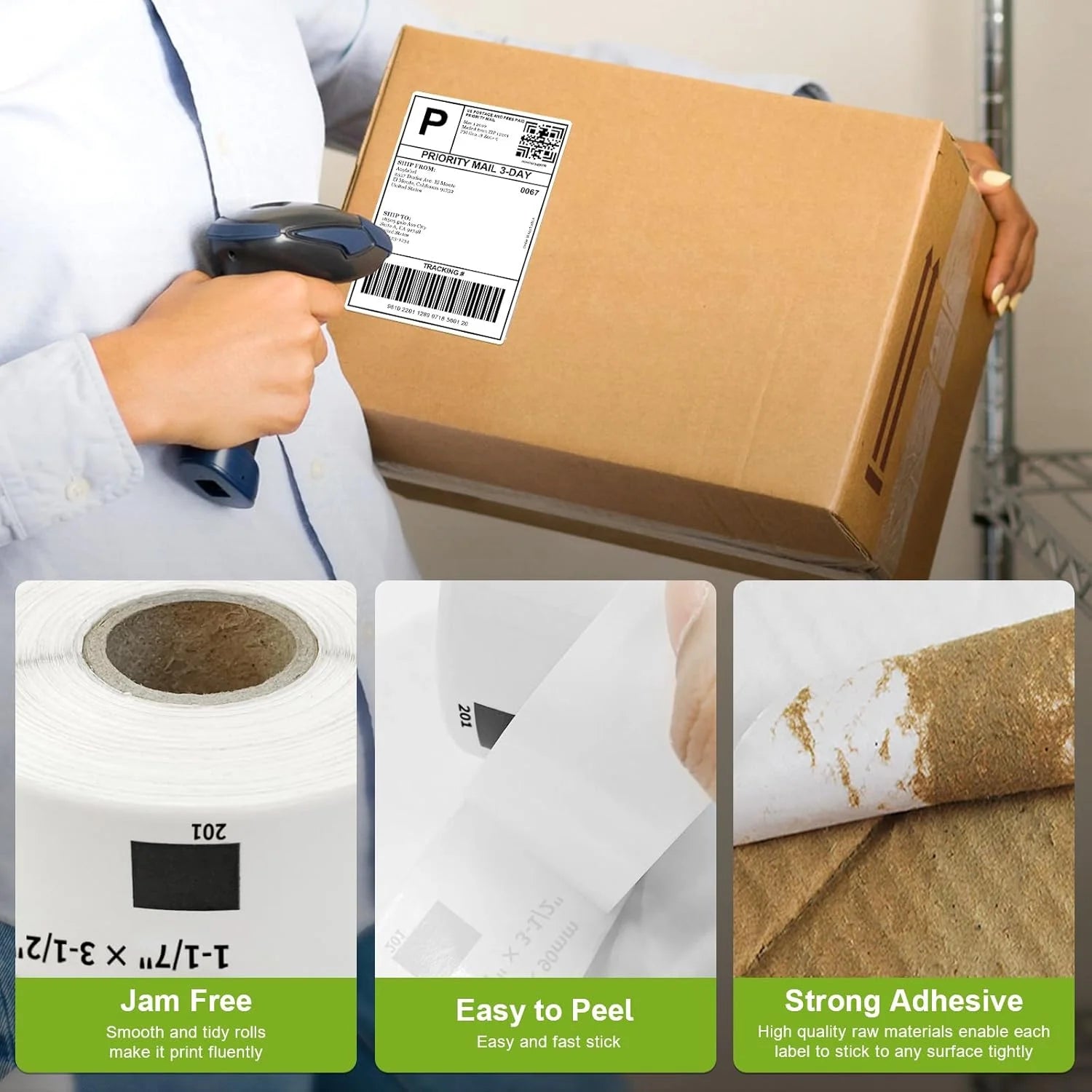 Compatible Barcode Stickers Standard Address Labels DK-1201 400 Labels/Roll for Brother QL Label Printers Ready Stock