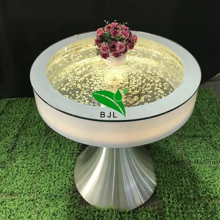 Modern Led Light Round Water Bubble Tabletop Dining Table Set