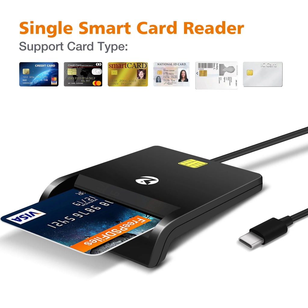 ZOWEETEK OTG Mobile ATM Bank Credit Card Reader Payment ISO 7816 EMV CAC ID IC Chip Card Reader Writer Type C Smart Card Readers