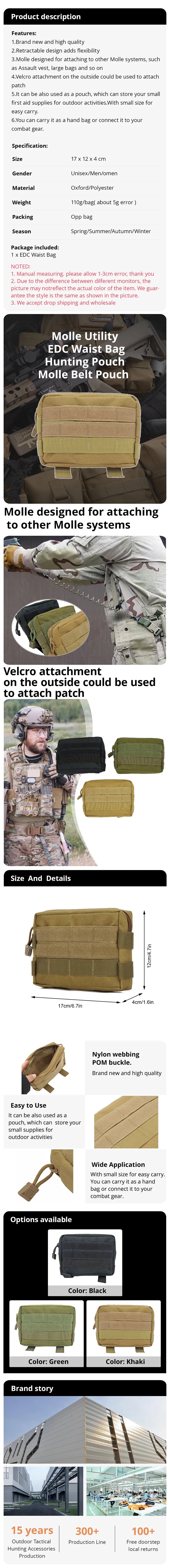 1/3PCS Molle Utility EDC Waist Bag Tactical Pouch,Sports Fanny Bag,Belt Pouch Outdoor Sports Hunting Bag