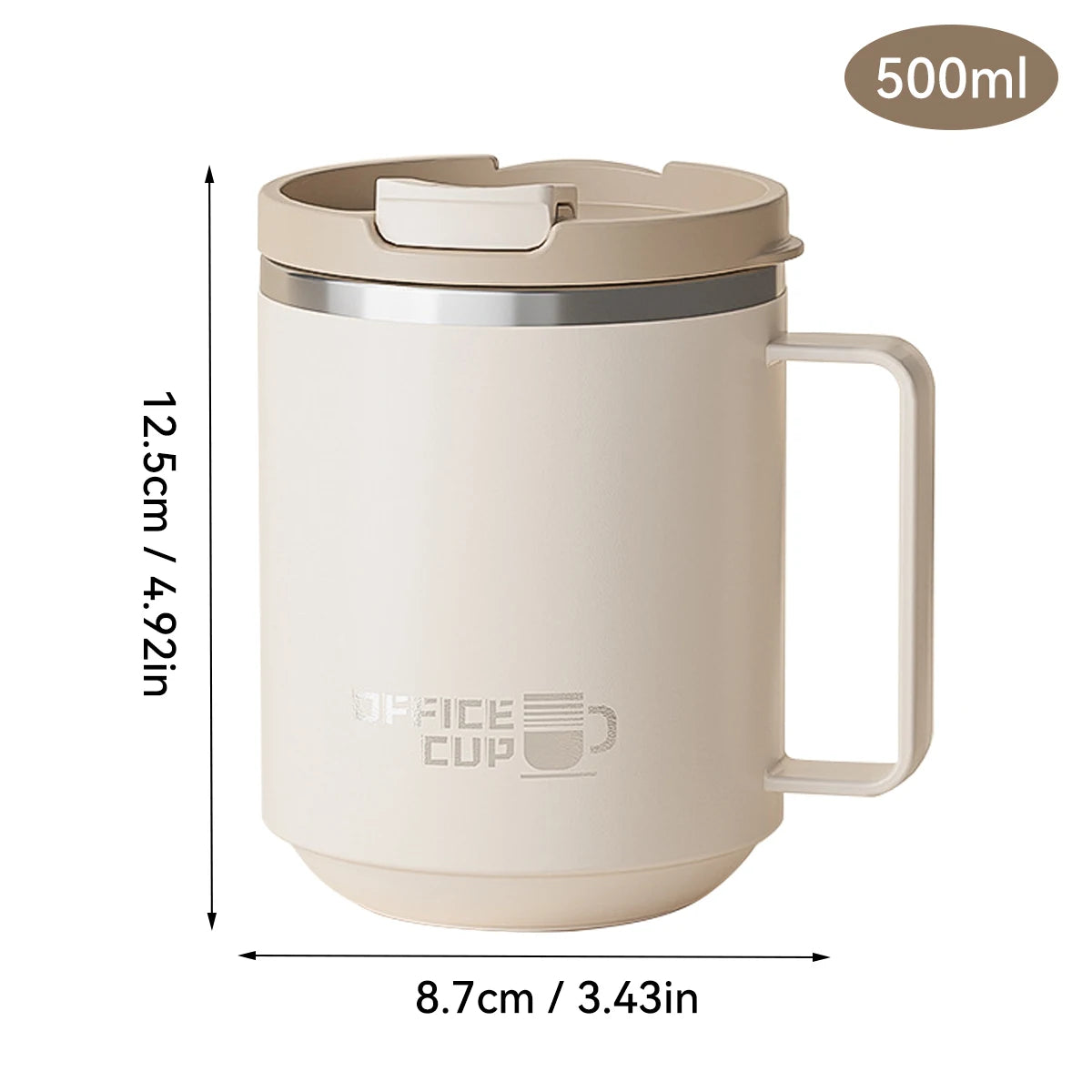 304 Stainless Steel Thermos Water Cup Portable Double-Layer Insulated Milk Coffee Mug With Handle Drinkware Sealed Drinking Cup