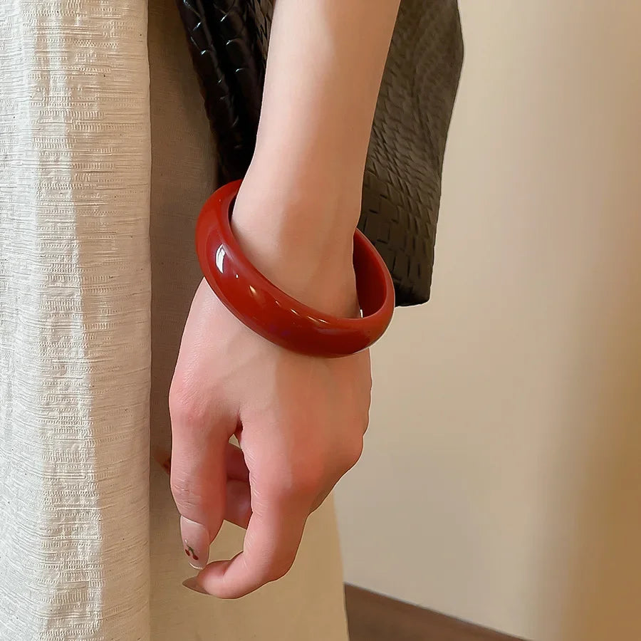 Vitange Colorful Acrylic Resin Smudging Bangles Women's Fashion Geometric Round Bracelets Bangles Party Jewelry Couple Gifts F