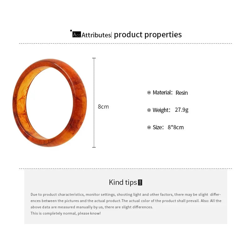 Vitange Colorful Acrylic Resin Smudging Bangles Women's Fashion Geometric Round Bracelets Bangles Party Jewelry Couple Gifts F