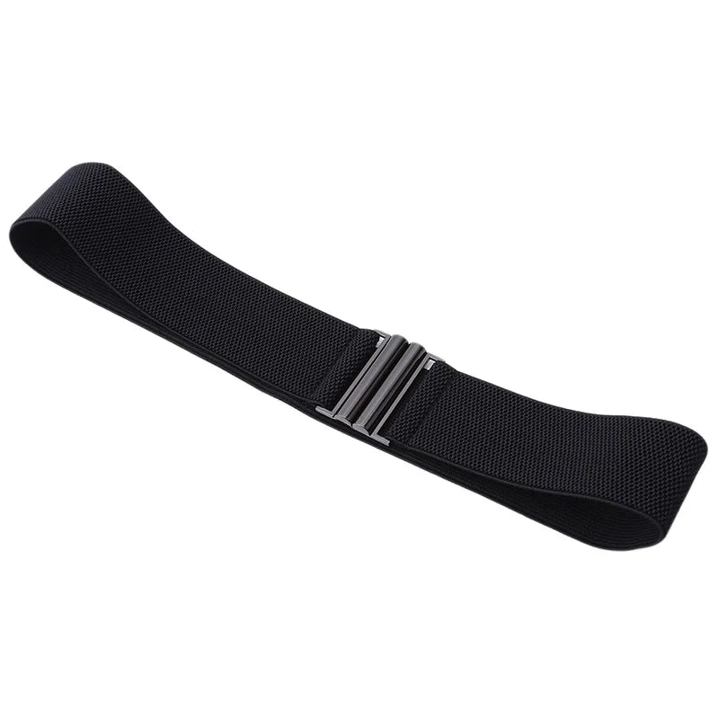 Women Elastic Band Wide Belts Simple Down Coat Waist Belt Female Buckle Black Strap Dress Decoration Accessories