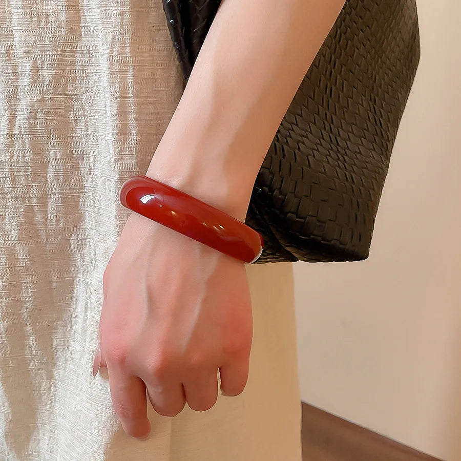 Vitange Colorful Acrylic Resin Smudging Bangles Women's Fashion Geometric Round Bracelets Bangles Party Jewelry Couple Gifts F