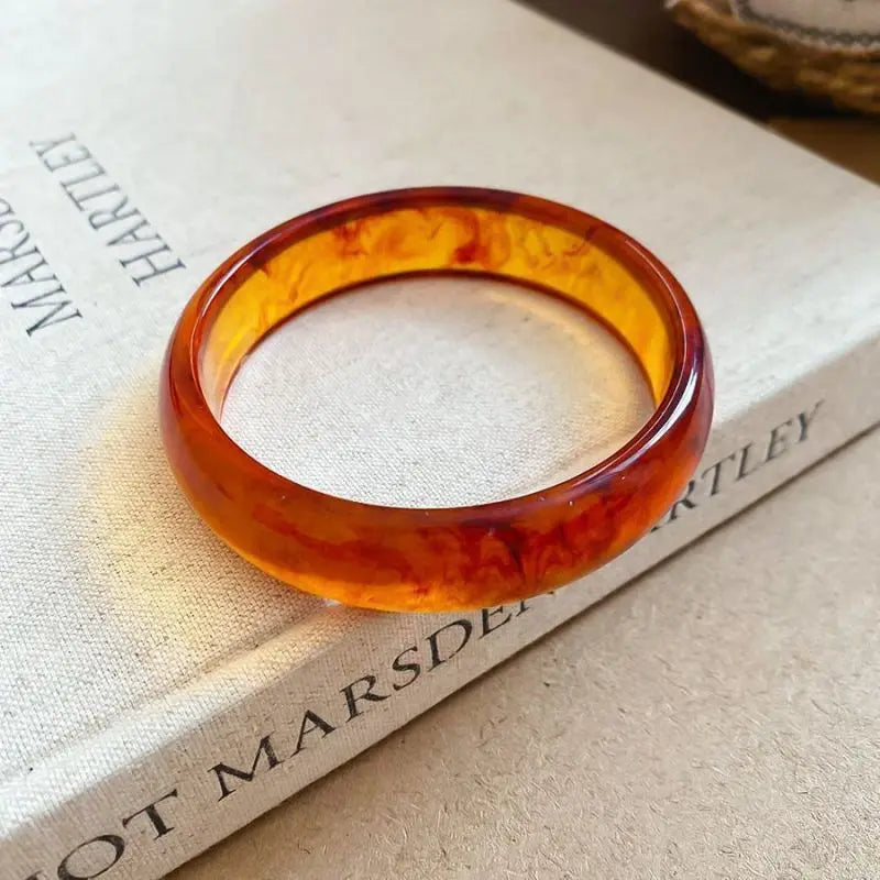 Vitange Colorful Acrylic Resin Smudging Bangles Women's Fashion Geometric Round Bracelets Bangles Party Jewelry Couple Gifts F